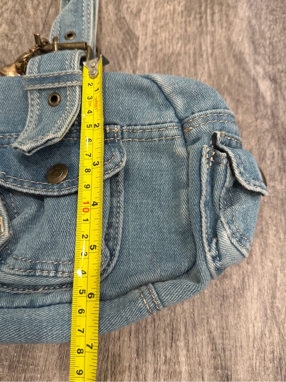 Urban Outfitters BDG Y2K Denim Shoulder Bag Blue Heart Mirror Charm - Picture 6 of 9
